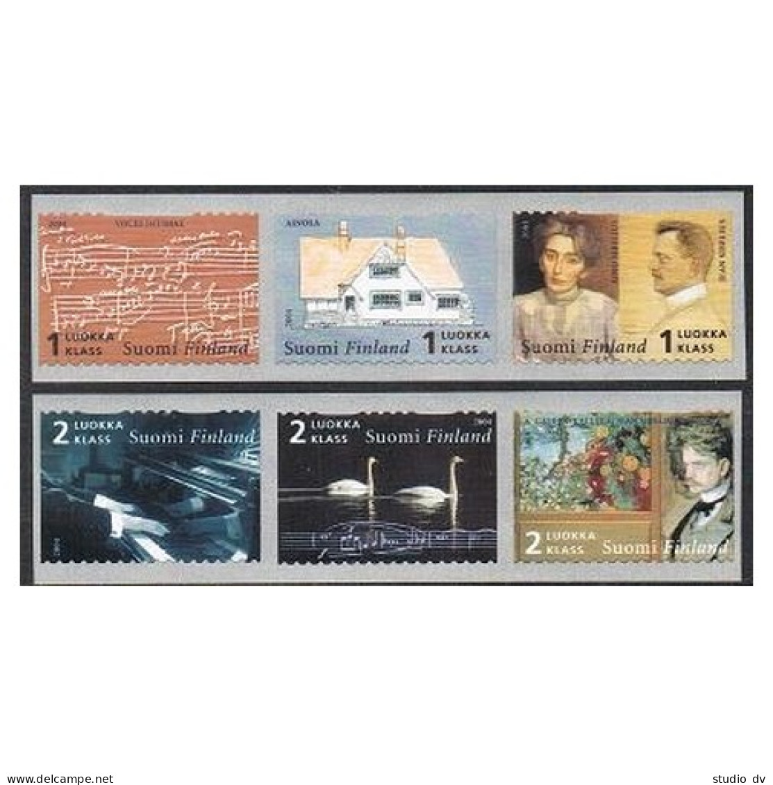 Finland 1204-1205 Ac Strips,MNH. Jean Sibelius,1865-1957, Composer, 2004. Swans. - Unused Stamps