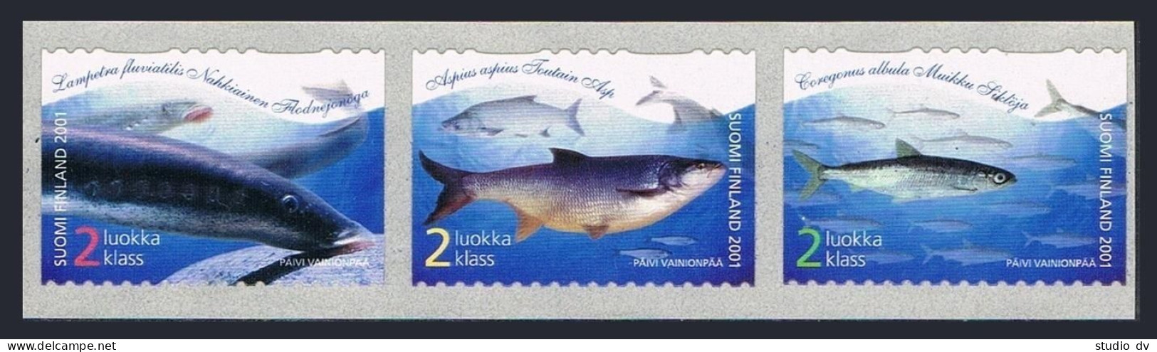 Finland 1157 Ac Strip, MNH. Marine Life 2001. Fish. - Nuovi