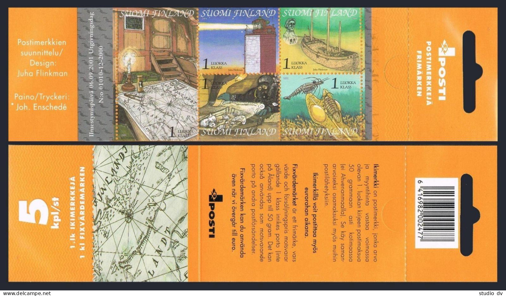 Finland 1159 Booklet,MNH. Gulf Of Finland,2001. Uto Lighthouse, Wreck St Mikael, - Neufs