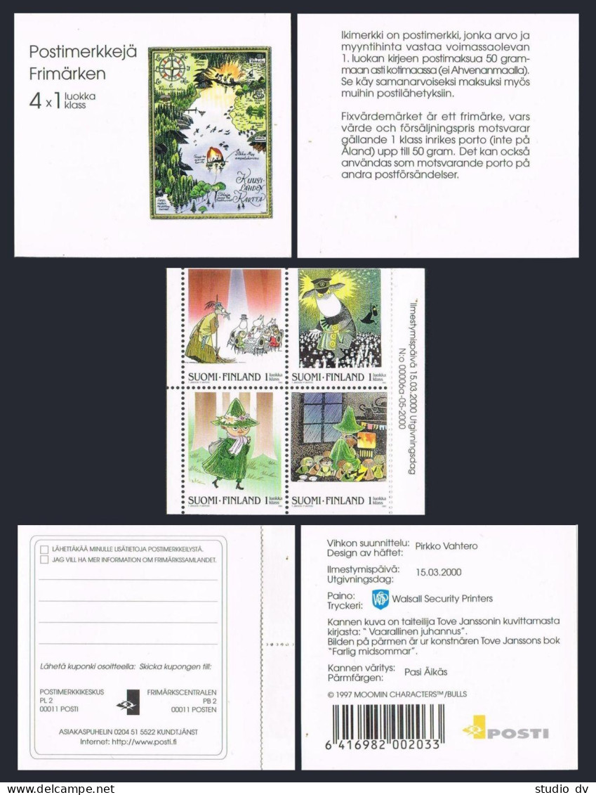 Finland 1127 Ad Booklet, MNH.  Moomin,2000. - Unused Stamps