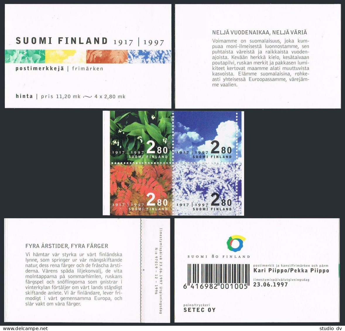 Finland 1049-1052a Booklet, MNH. Mi 1392-1395 MH 47. Independence,80th Ann.1997. - Unused Stamps