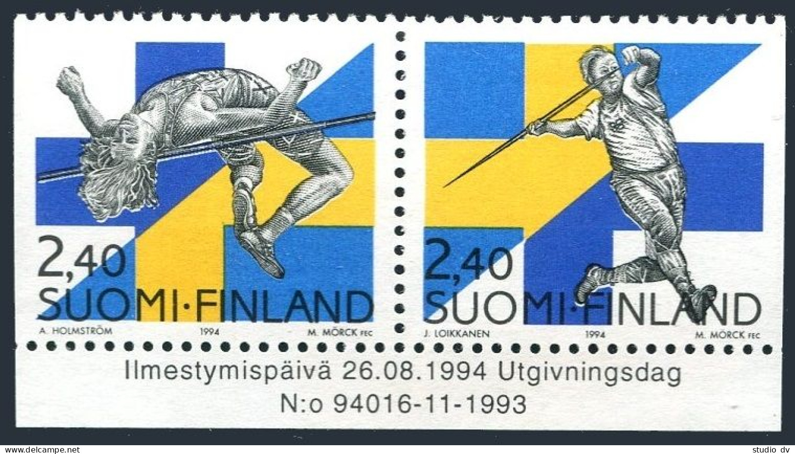 Finland 942-943 Pair, MNH. Michel 1266-1267 Javelin, High Jump. - Unused Stamps