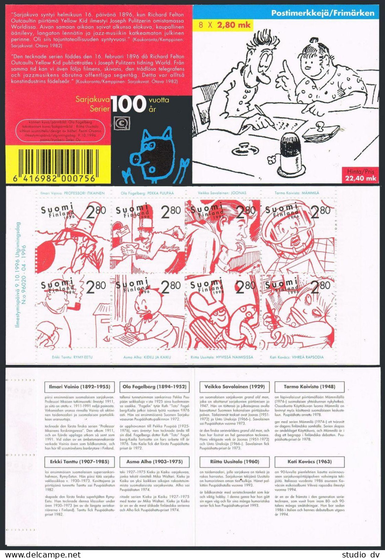 Finland 1015-1022a Booklet, MNH. Mi 1357-1364 MH 44. Finnish Comic Strips,1996.  - Unused Stamps