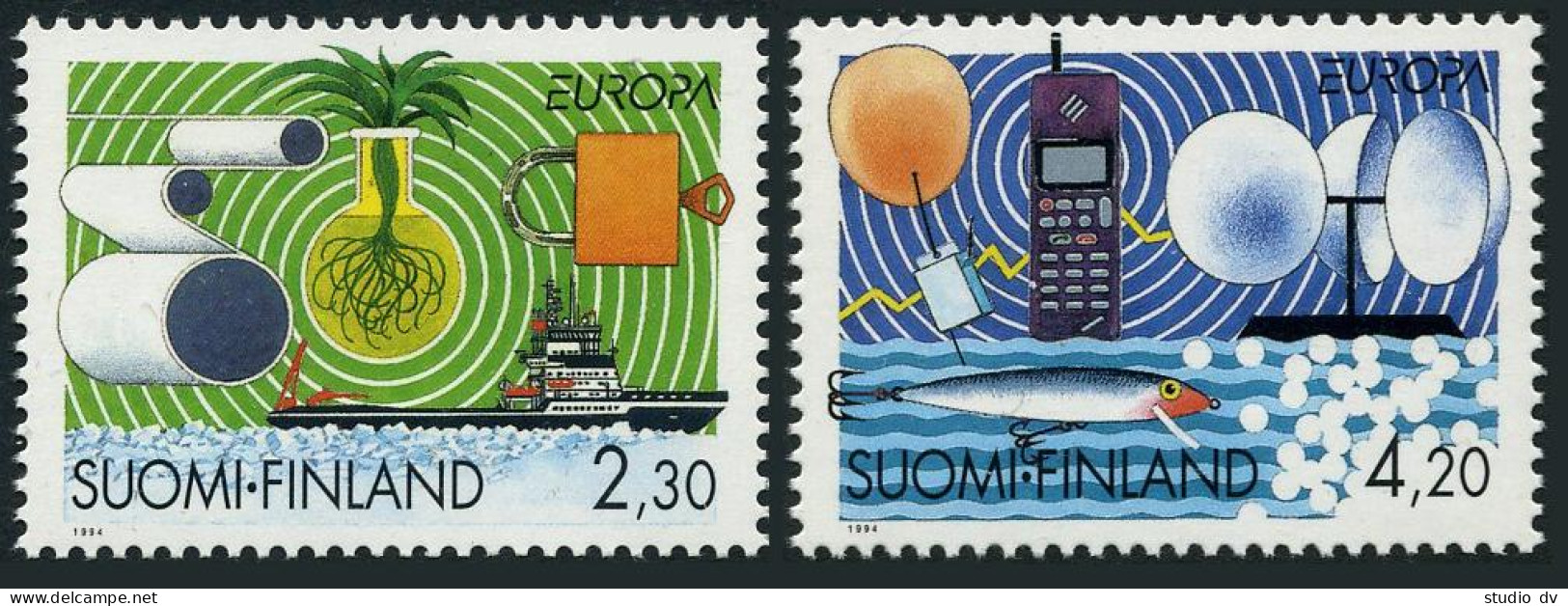 Finland 937-938, MNH. Mi 1248-1249. EUROPE CEPT-1994. Technology. Ice Breaker, - Unused Stamps