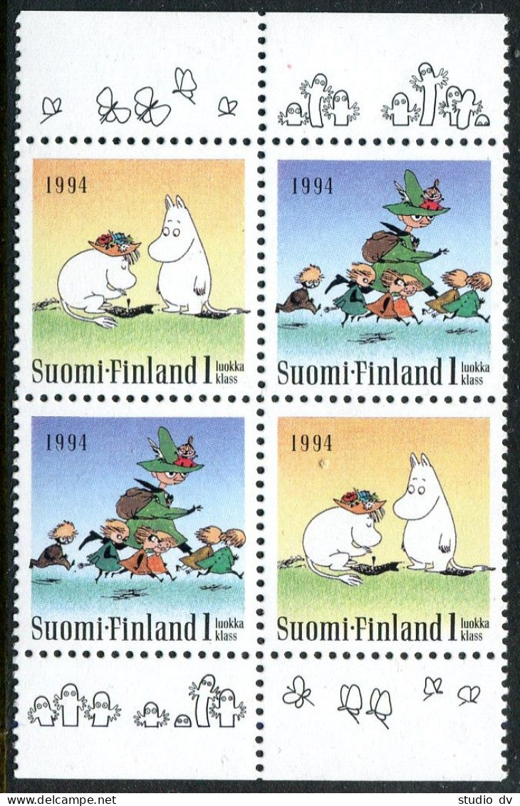 Finland 931-932 V-block, MNH. Mi 1240-1241. Friendship 1994. Moomin Characters. - Unused Stamps