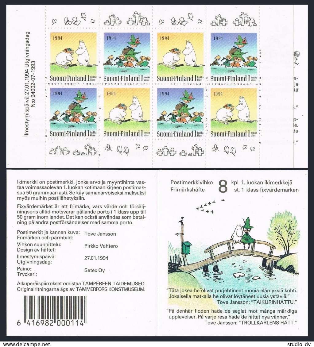 Finland 931-932a Booklet, MNH. Mi MH 36. Friendship 1994. Moomin Characters. - Ongebruikt
