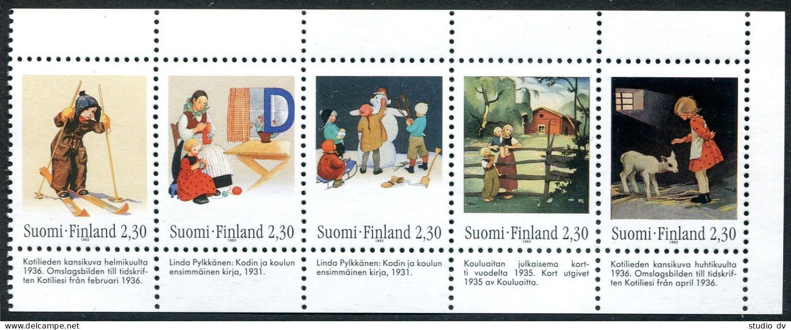 Finland 916-920a Pane, MNH. Michel 1218-1222 Art By Martta Wendelin,1993. - Unused Stamps