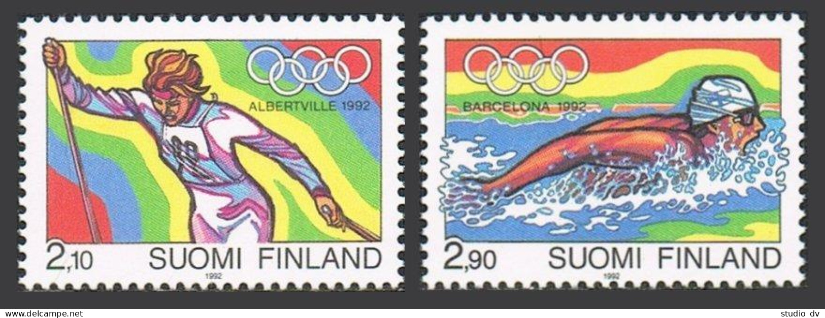 Finland 878-879, MNH. Mi 1161-1162. Olympics Albertville-1992, Barcelona-1992. - Ongebruikt