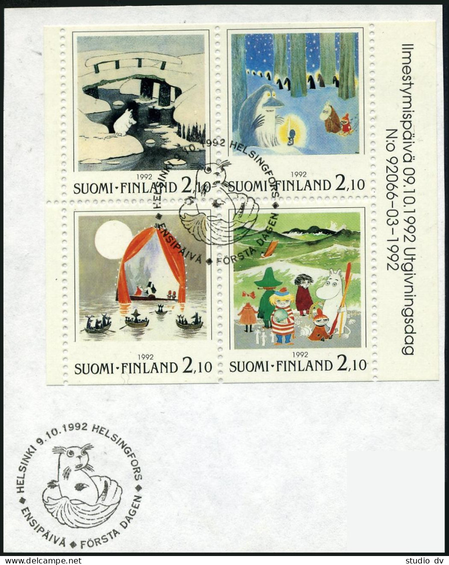 Finland 898-901a Pane CTO.Michel 1189-1192. NORDIA-1992.Moomin,by Tove Jansson. - Ungebraucht