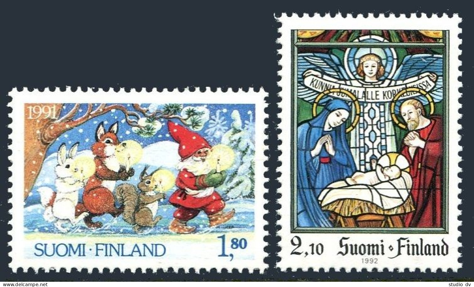 Finland 874-875, MNH. Michel 1159-1160. Christmas 1991. Santa,animals, Reindeer. - Ongebruikt