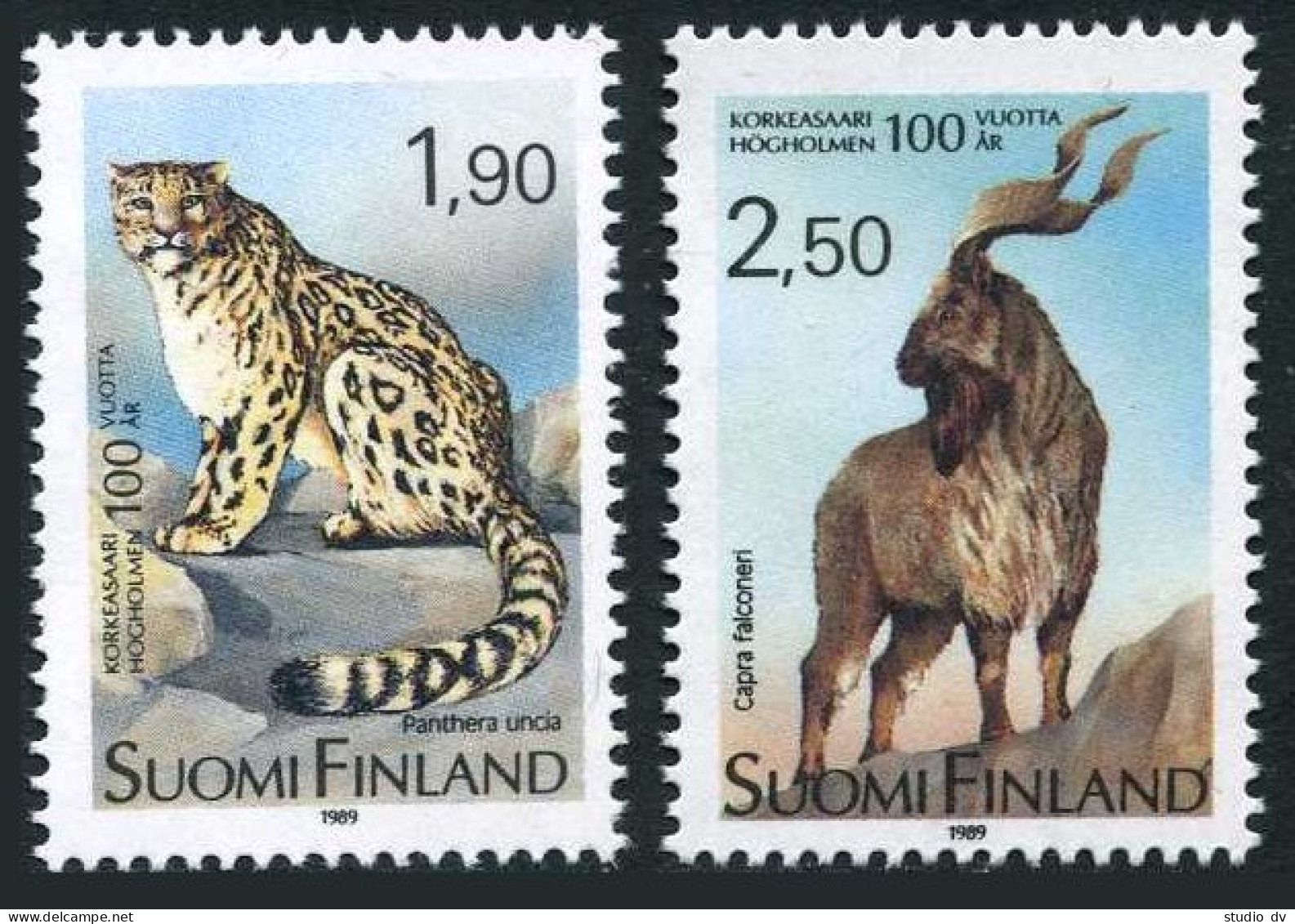 Finland 801-802, MNH. Michel 1087-1088. Helsinki Zoo,1989. Panthera Uncia, Capra - Ungebraucht