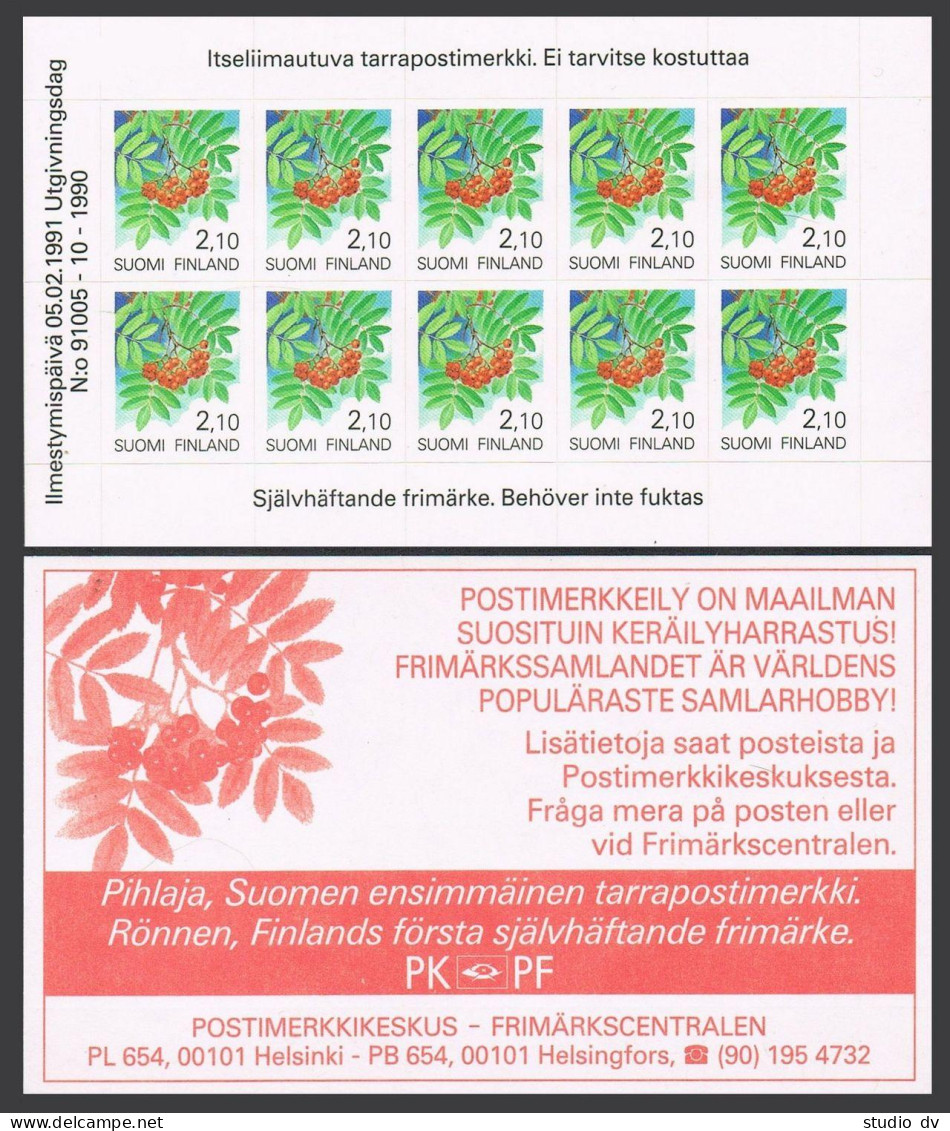 Finland 837 Pane Of 10 Self-adhesive Stamps, MNH. Michel 1129. Mv. Rowan, 1991. - Ongebruikt