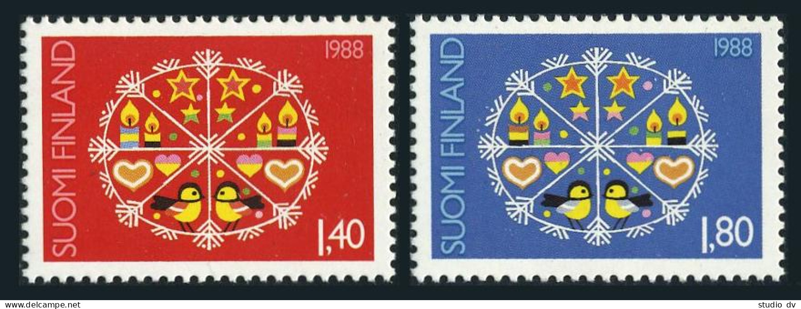 Finland 783-784,MNH.Michel 1066-1067. Christmas 1988,snowflakes. - Unused Stamps