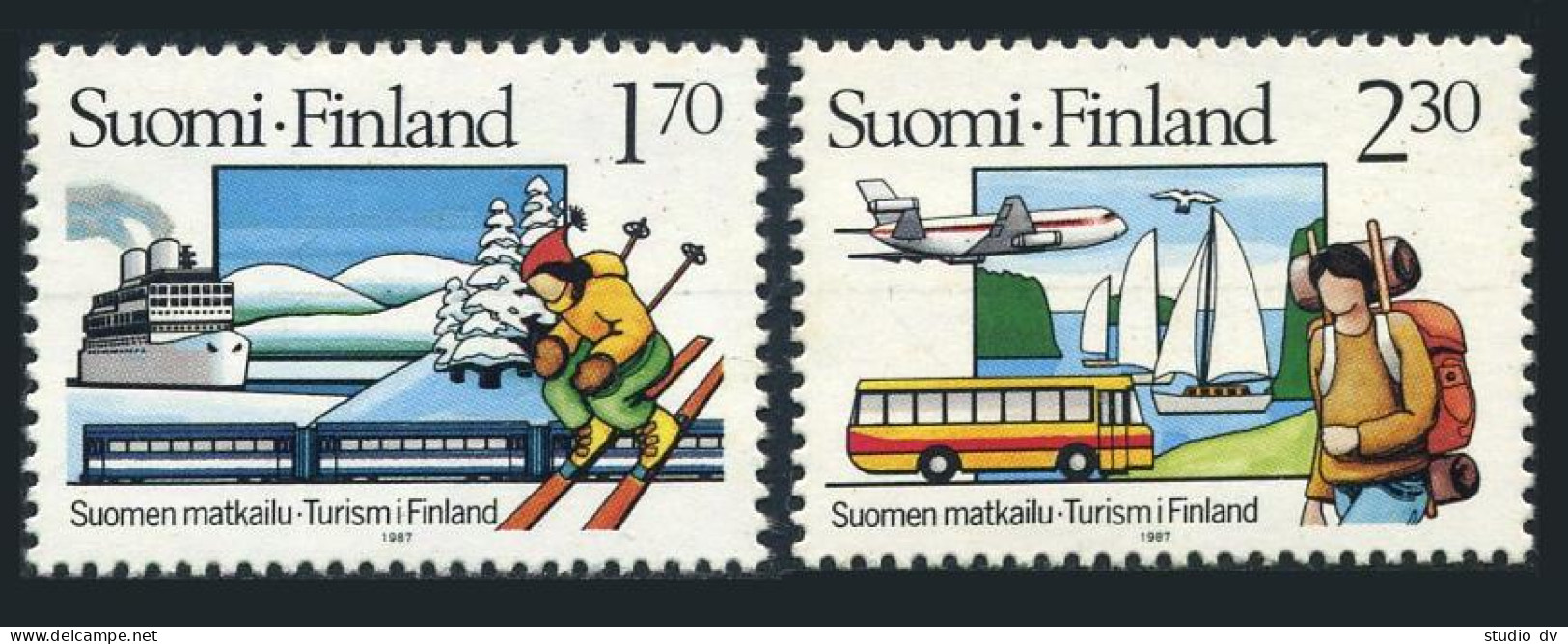 Finland 748-749, MNH. Mi 1011-1012. National Tourism, 100, 1987. Winter, Summer. - Unused Stamps