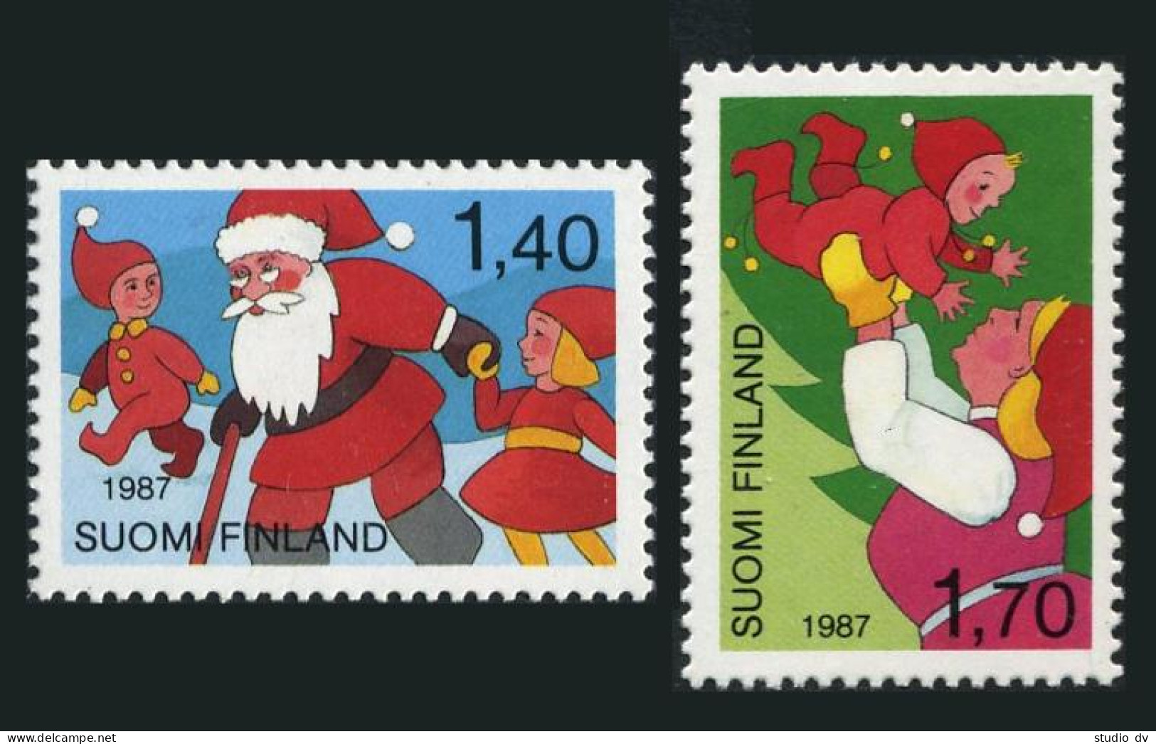 Finland 763-764,MNH.Michel 1032-1033. Christmas 1987.Santa Claus,youth. - Unused Stamps