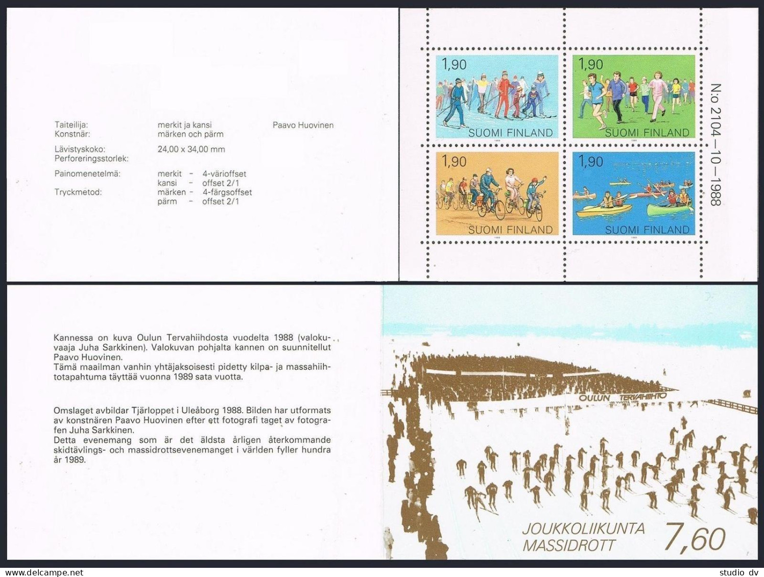 Finland 790-793a Booklet,MNH.Michel 1074-1077 MH 24. Skiing,Jogging,Cycling,  - Unused Stamps