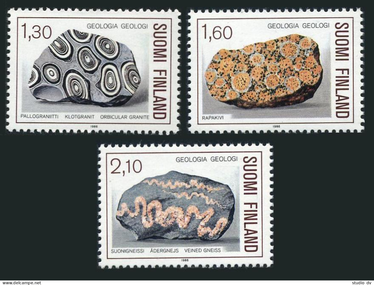 Finland 732-734, Hinged. Michel 982-984. National Geological Society-100, 1986. - Neufs