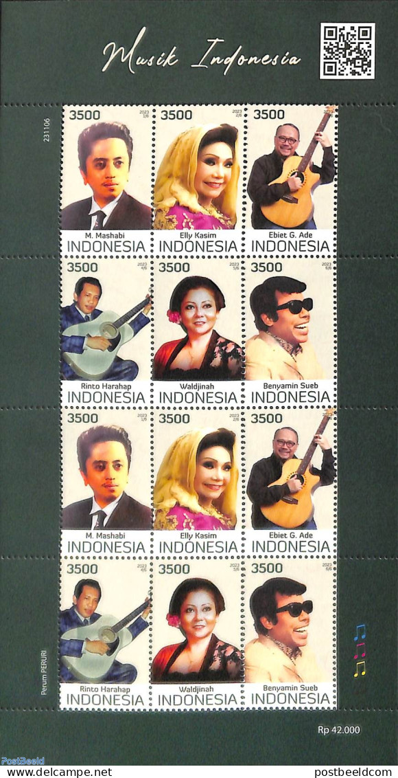 Indonesia 2023 Music M/s, Mint NH, Performance Art - Music - Music