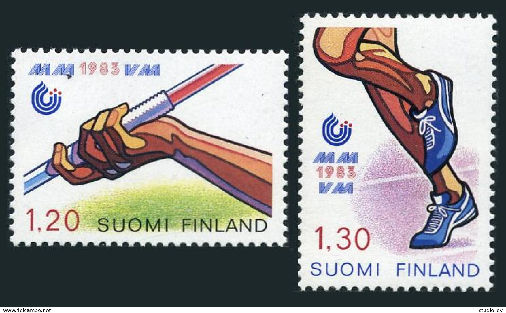 Finland 682-683,MNH.Michel 929-930. Athletic Championships,1983.Javelin,Running. - Unused Stamps