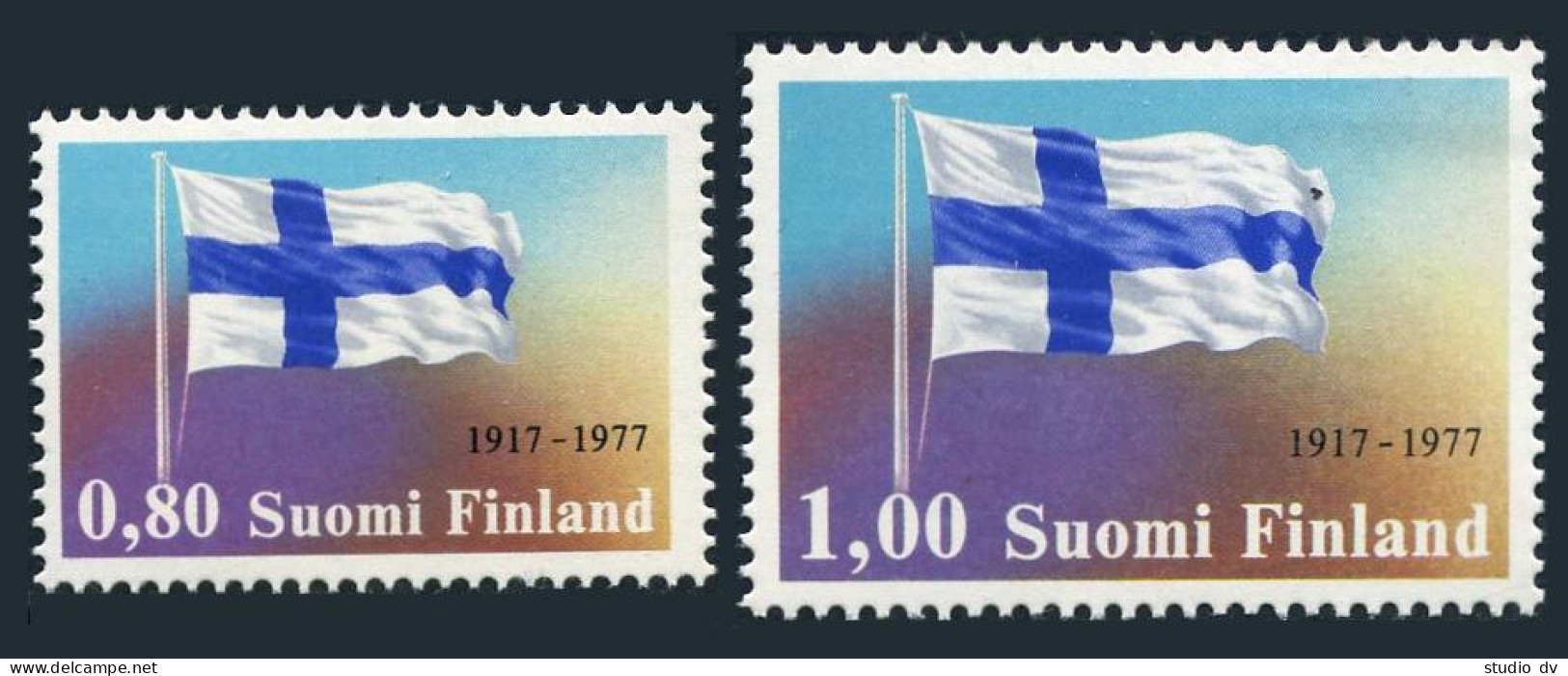 Finland 604-605,MNH.Michel 619-620. Independence,60th Ann.1977.Flag. - Nuovi
