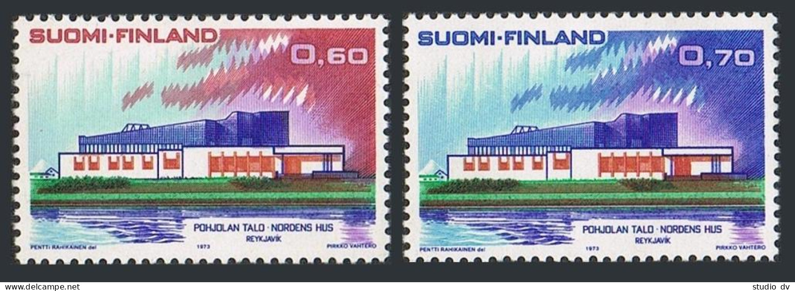 Finland 527-528, MNH. Michel 724-725. Nordic Cooperation 1973. Nordic House. - Unused Stamps