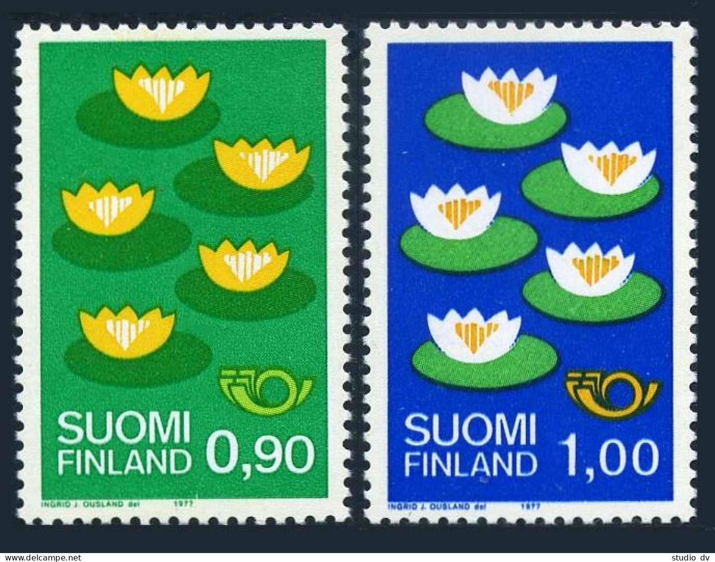 Finland 593-594,MNH.Michel 803-804. Nordic Cooperation,1977.Water Lily. - Ungebraucht