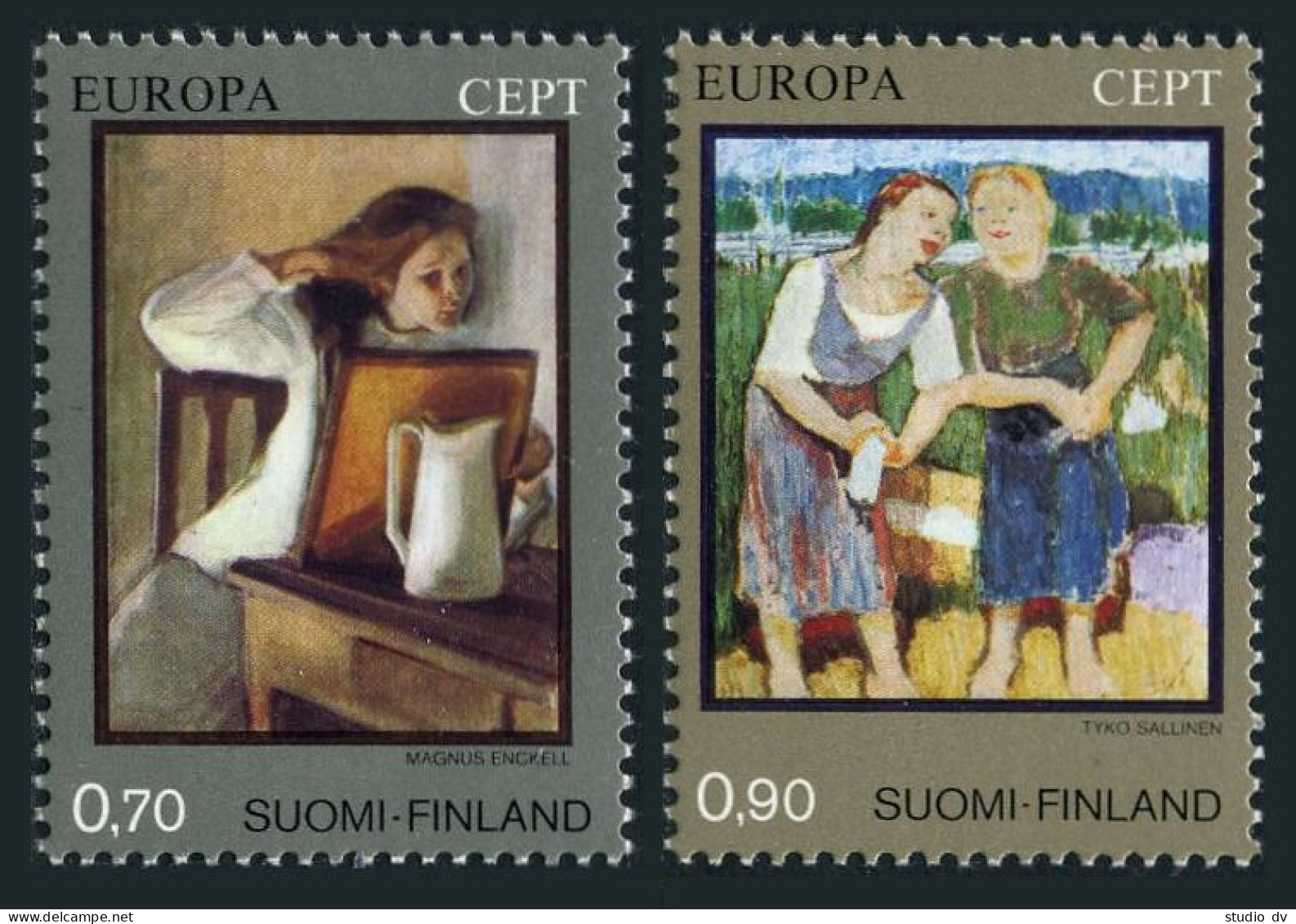 Finland 572-573,MNH.Michel 764-765.EUROPE CEPT-1975,Magnus Enckell,Tyko Sallinen - Nuovi