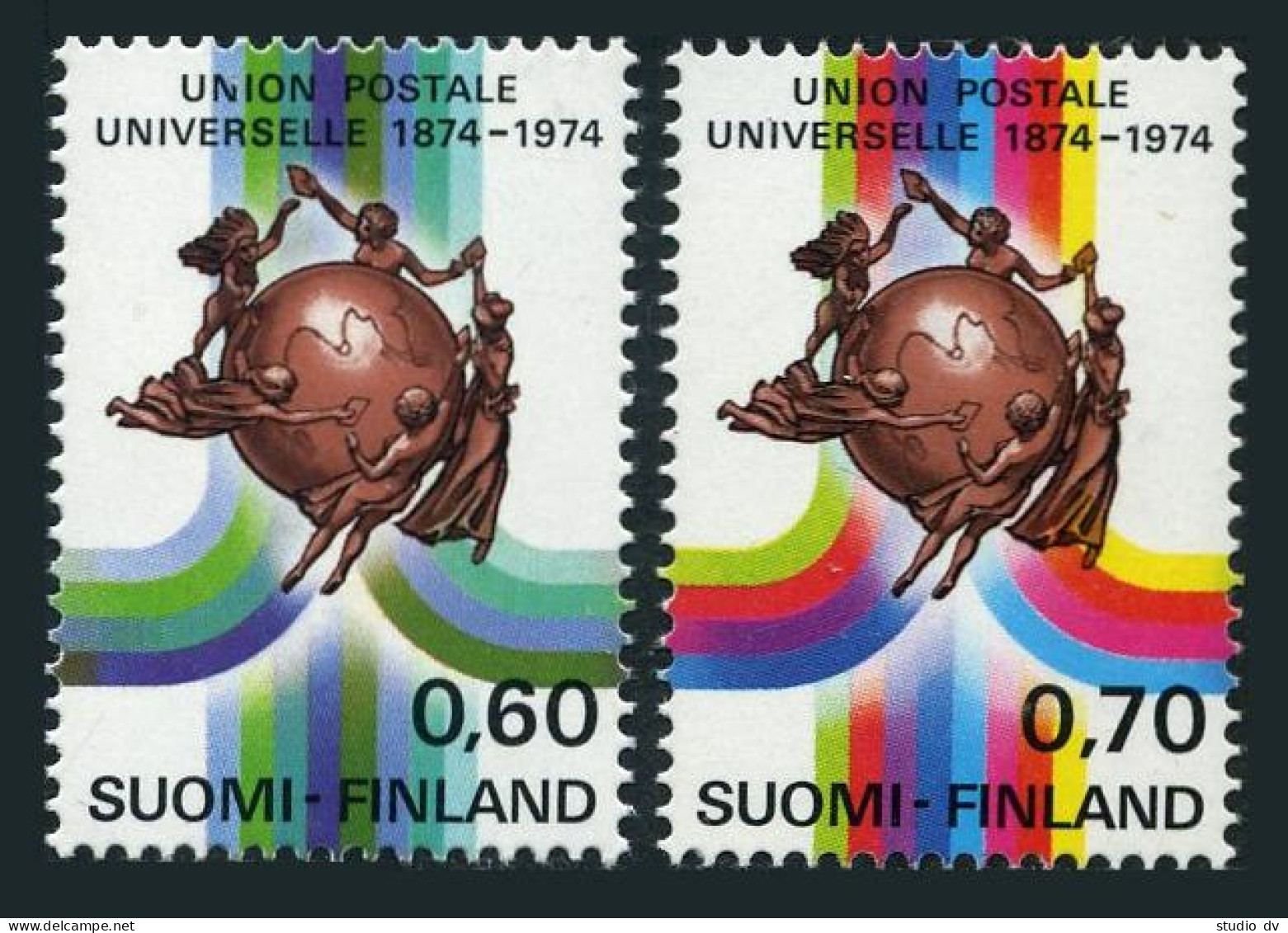 Finland 550-551,MNH.Michel 756-757. UPU-100,1974.Emblem. - Unused Stamps
