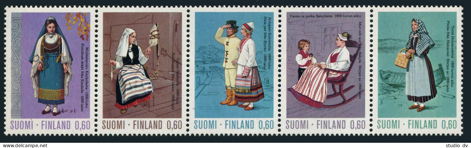 Finland 533-537a Strip, MNH. Michel 733-737. Regional Costume, 1973. - Ungebraucht