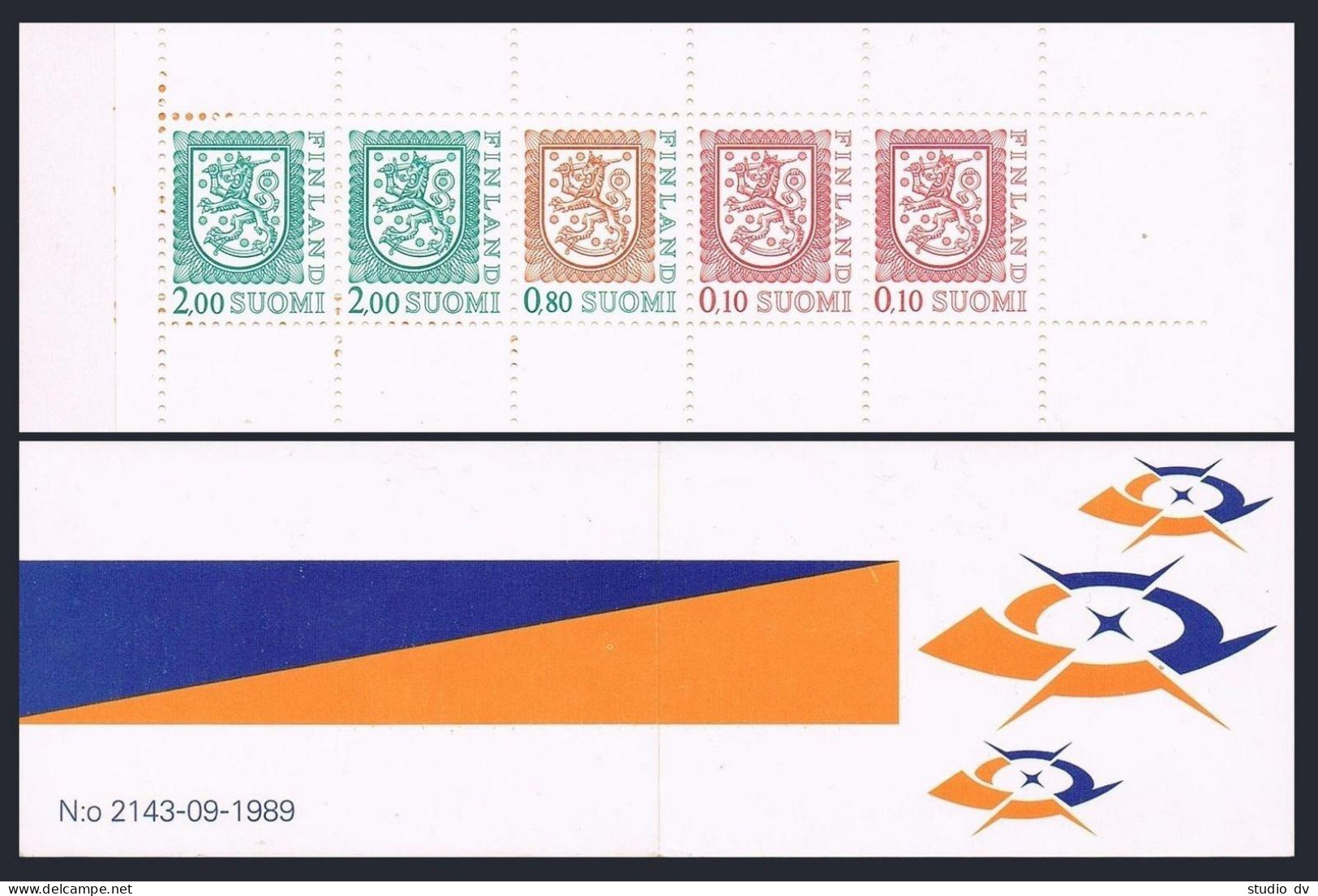 Finland 555b Booklet,MNH.Michel MH 25. Definitive 1990.Coat Of Arms. - Ungebraucht