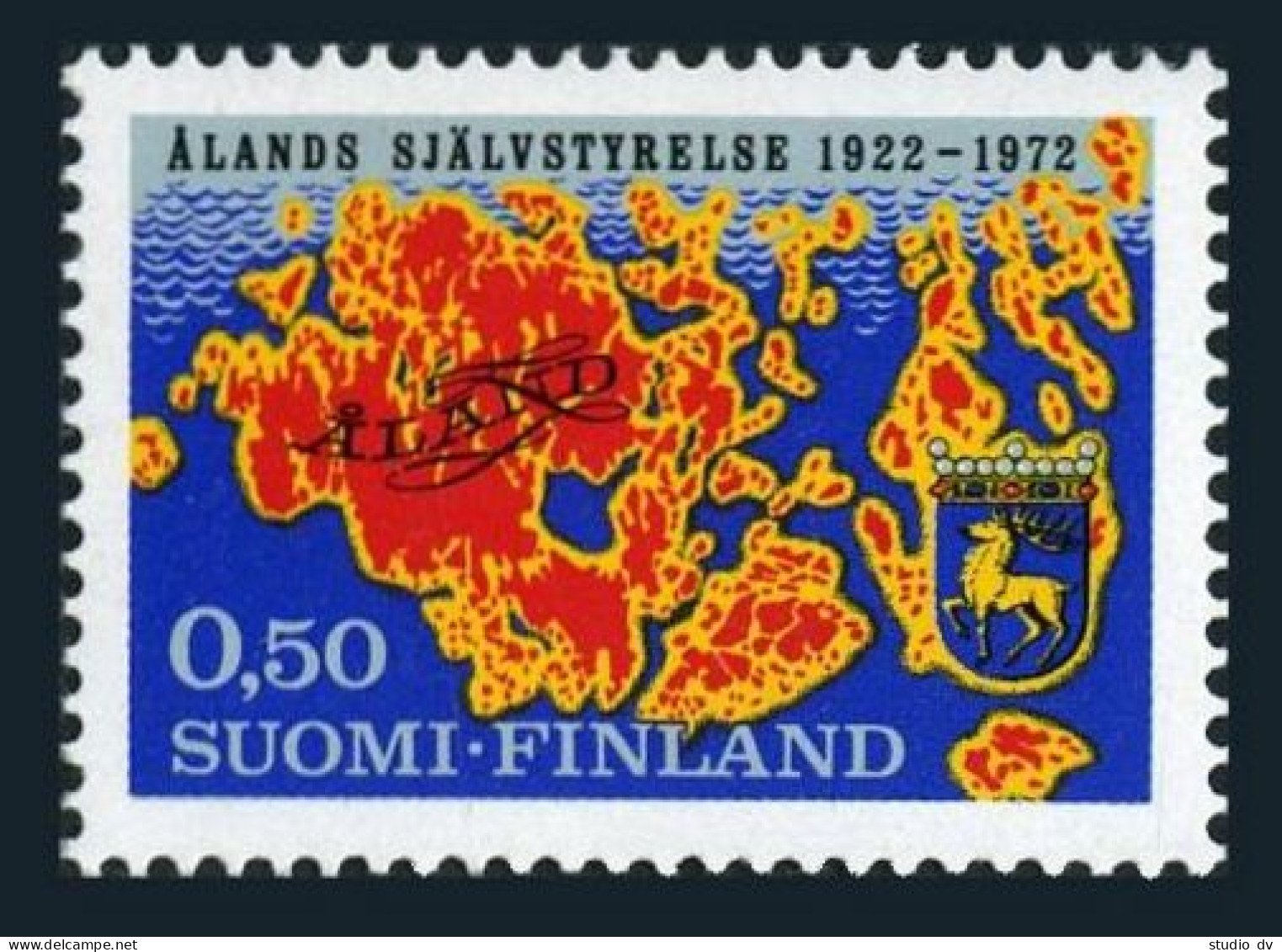 Finland 516, MNH. Mi 704. Provincial Meeting Of Aland, 50, 1972. Map And Arms. - Ungebraucht