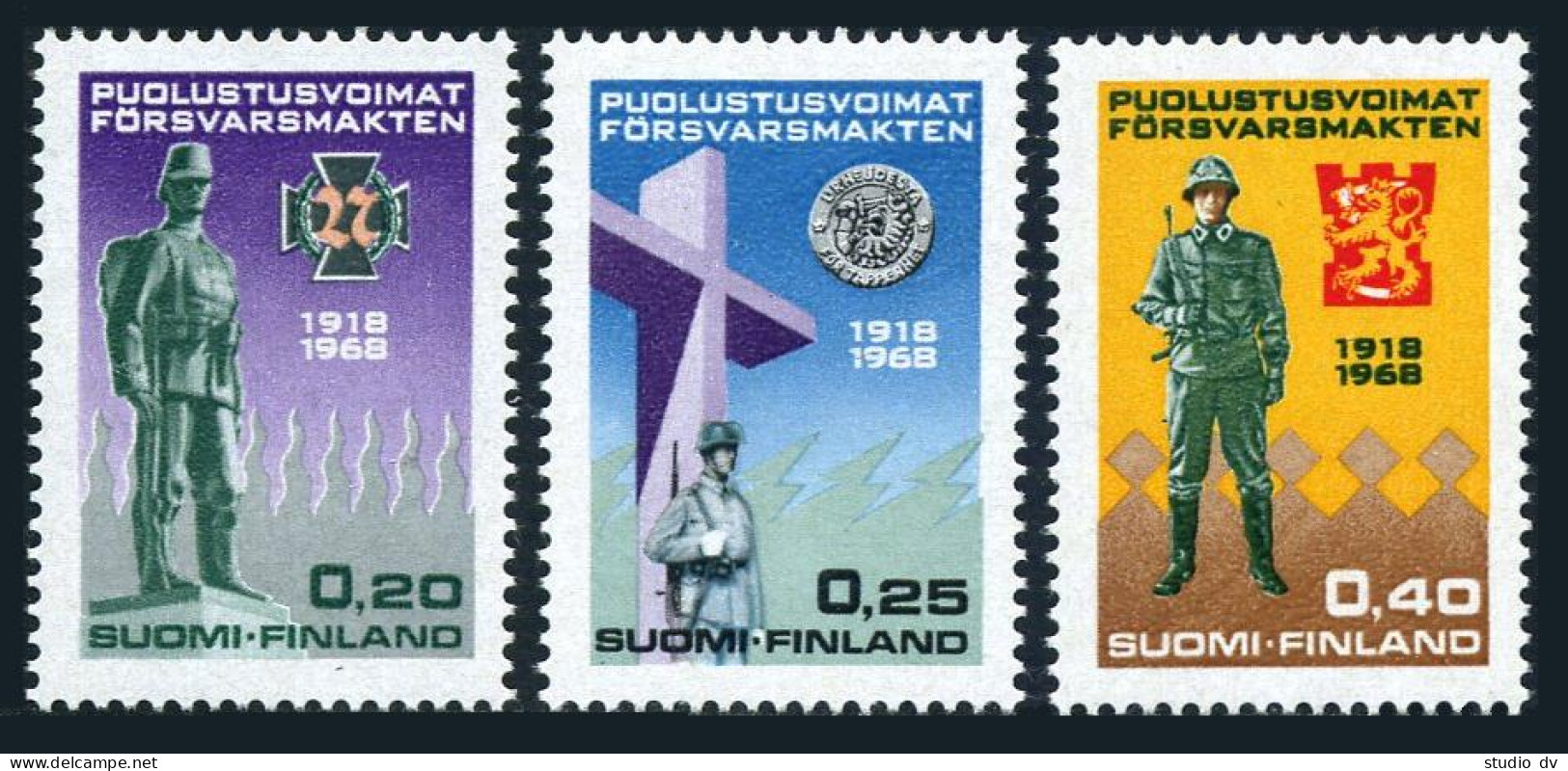 Finland 471-473, MNH. Michel 644-646. Finnish National Defense, 1968. Monuments. - Unused Stamps