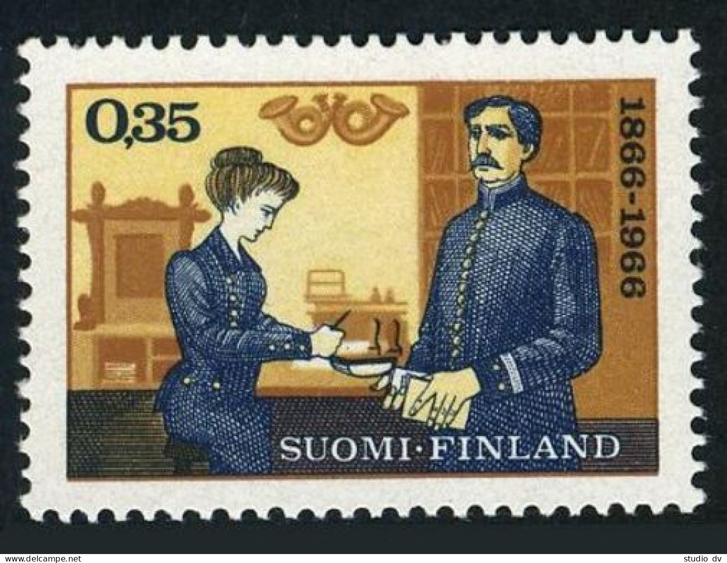 Finland 439, MNH. Mi 613. 1st Postage Stamps: Finnish Currency-100, NORDIA-1966. - Neufs