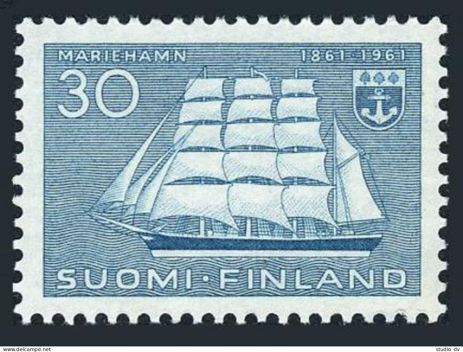 Finland 379, MNH. Michel 531. Mariehamn, 100th Ann.1960. Sailing Vessel Pommern. - Ungebraucht