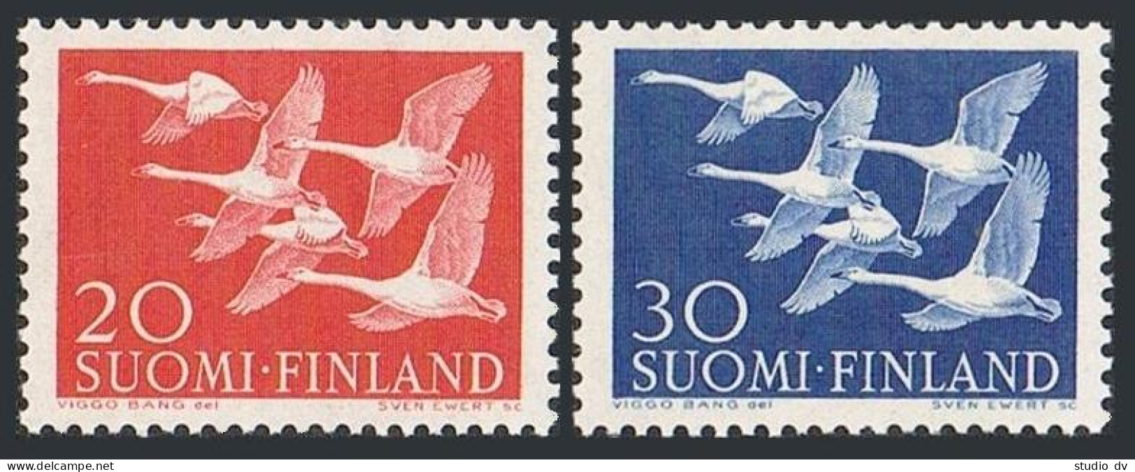 Finland 343-344, MNH. Michel 465-466. Norther Cooperation, 1956. Whooper Swans. - Ongebruikt