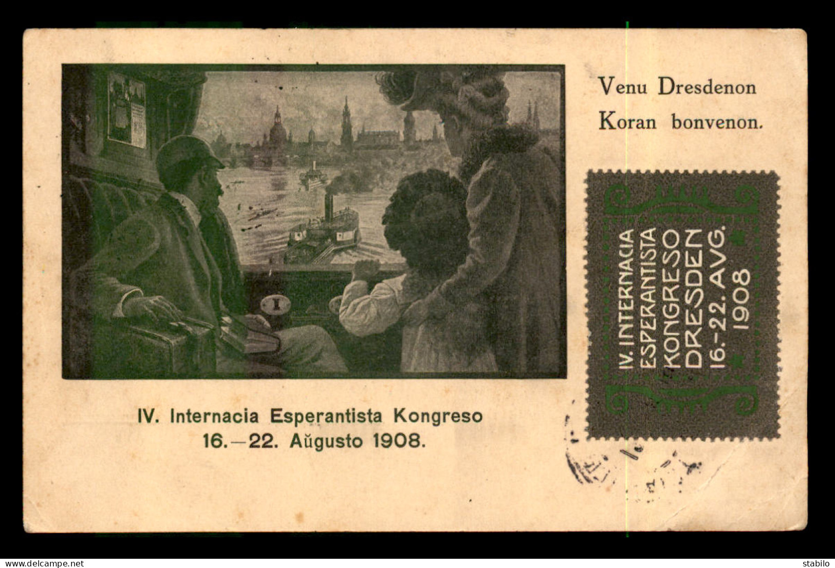 ESPERANTO - CARTE DU CONGRES INTERNATIONAL DE DRESDE DU 16 AU 22 AOUT 1908 - Esperanto