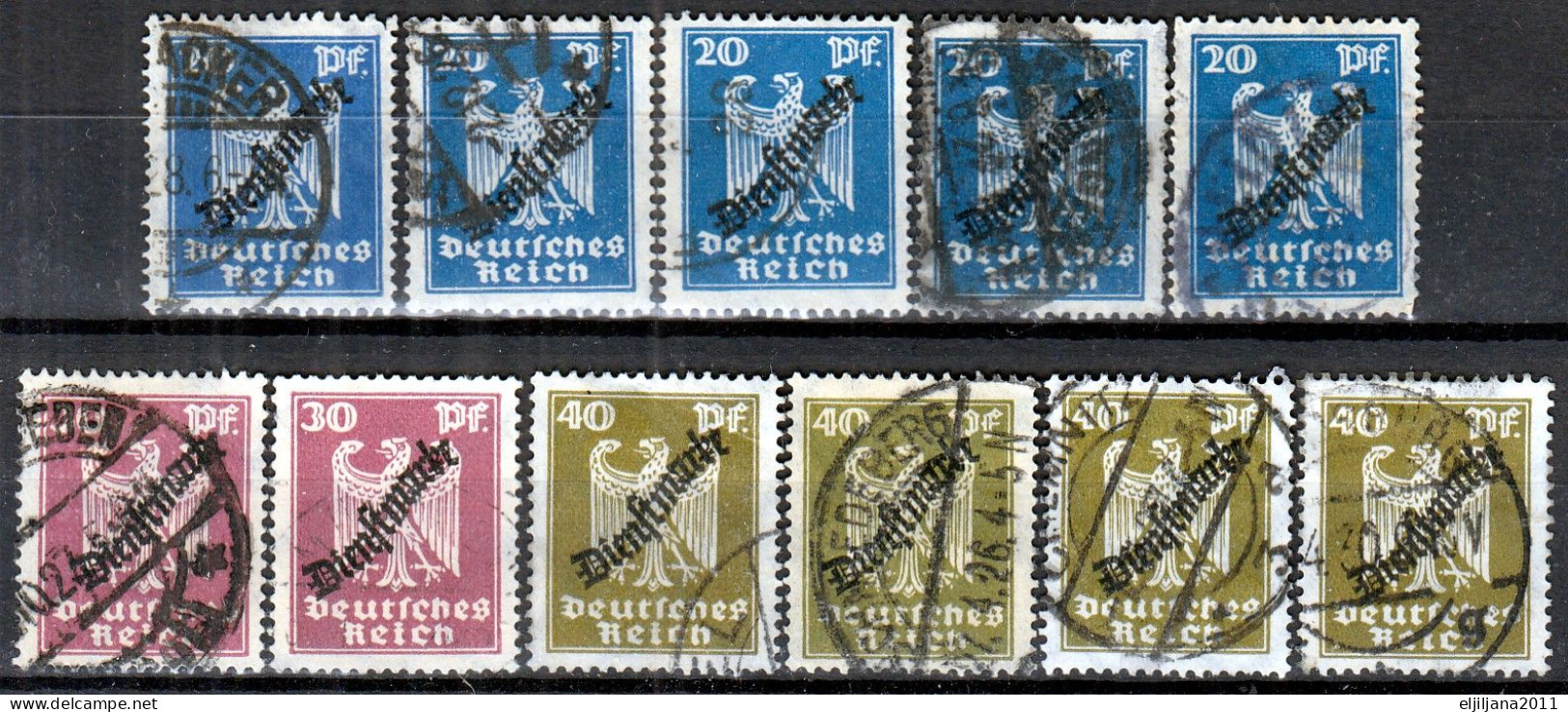 ⁕ Germany, Deutsches Reich 1924 ⁕ Dienstmarke / Official Stamps, Overprint Mi.106-110 ⁕ 29v Used - Service