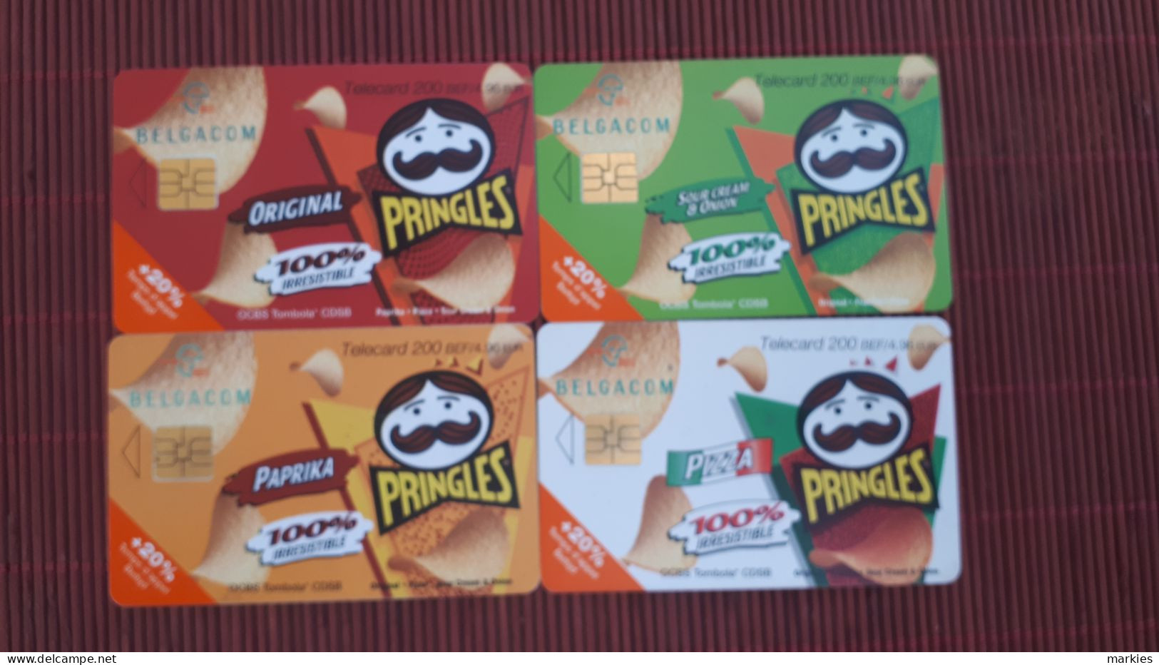 Set Pringles 4 Phonecards Belgium Used - With Chip