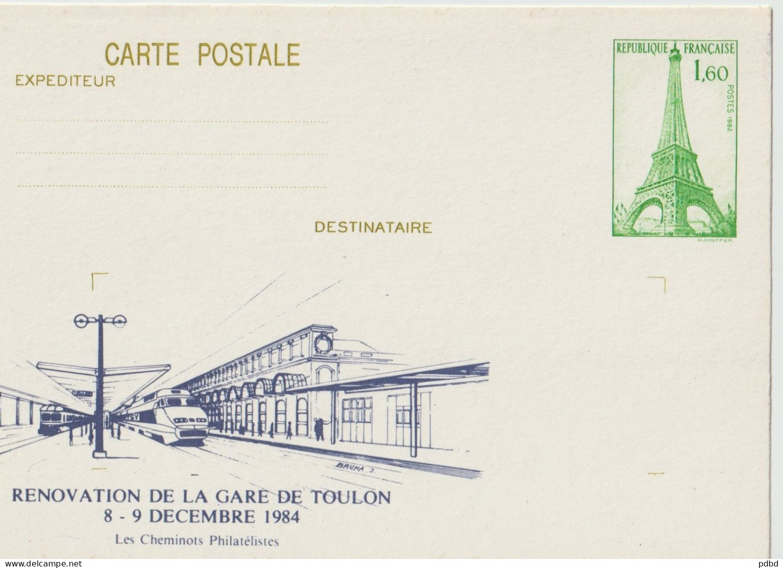 TGV MP 02 .  2 Entier Postaux . Rénovation De La Gare DeToulon . 08 12 1984 . - Postales  Transplantadas (antes 1995)