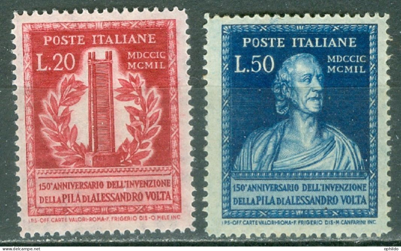 Italie   Yvert 549/550  Ou  Sassone 611/612  * * TB   Volta  - 1946-60: Mint/hinged