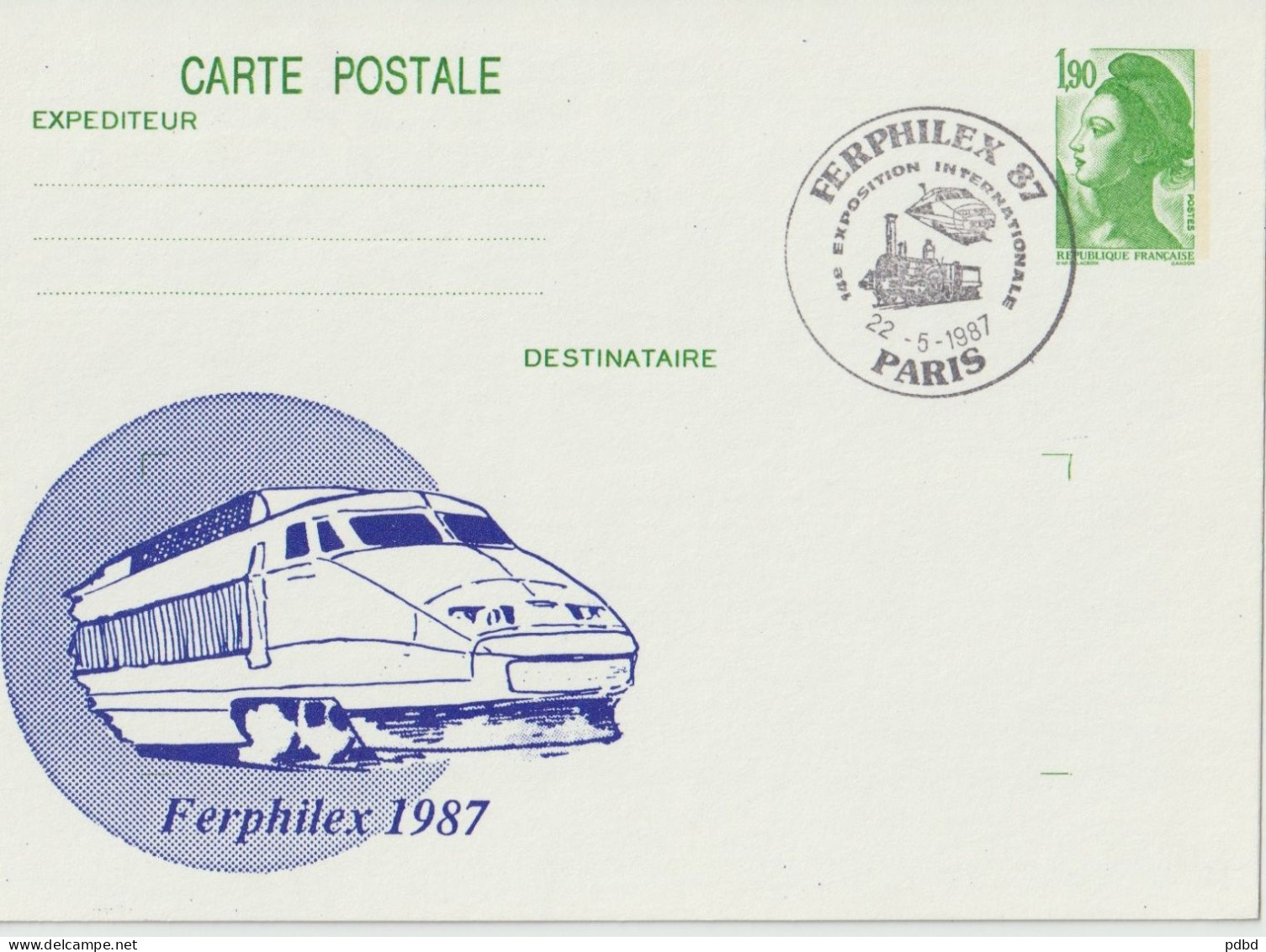 TGV MP 04 . TGV . 1 CPM, 1 Entier Postal . Carte De Membre . Ferfilex 1987 . - Postales  Transplantadas (antes 1995)