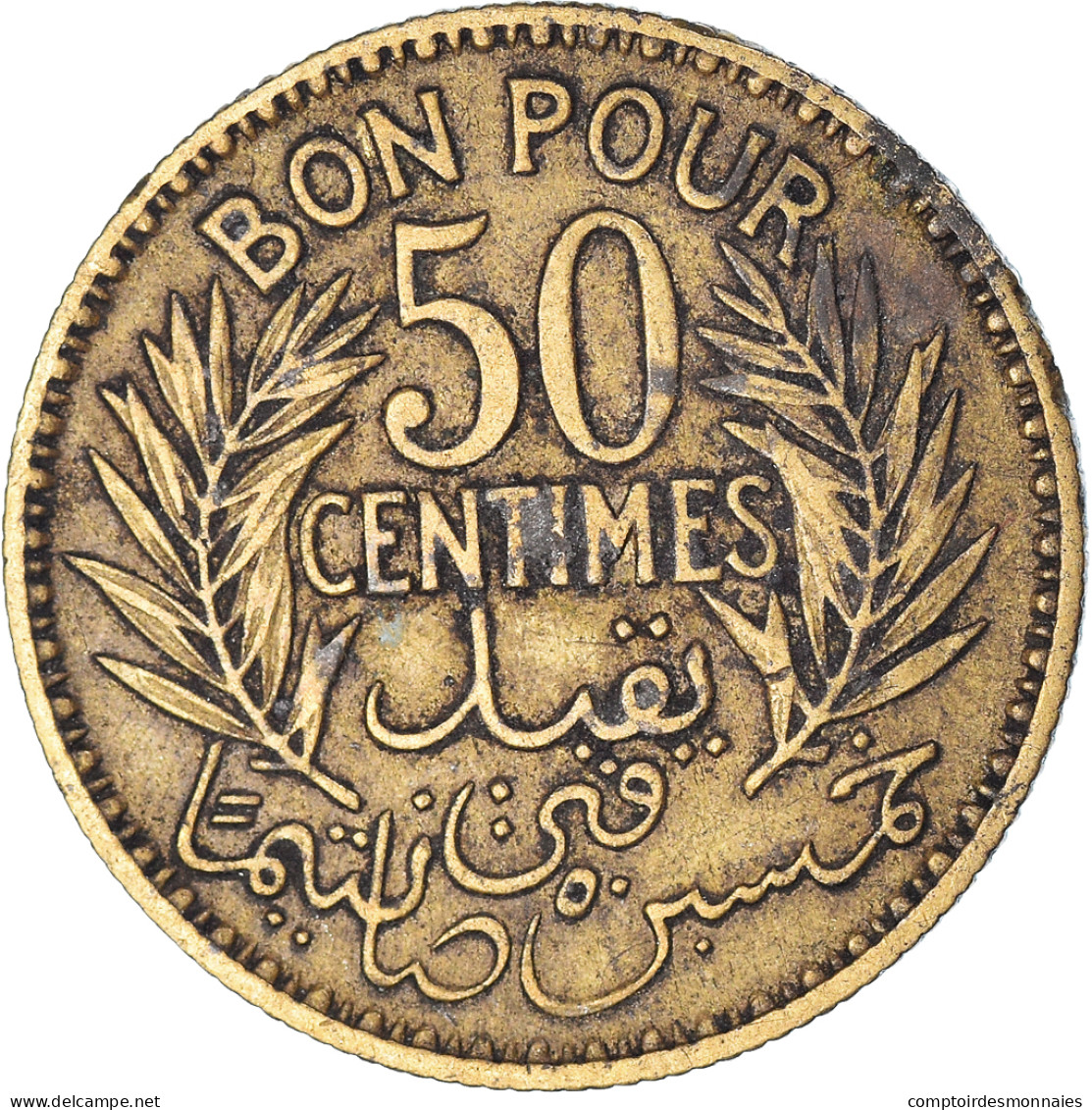 Monnaie, Tunisie, 50 Centimes, 1921 - Tunisia