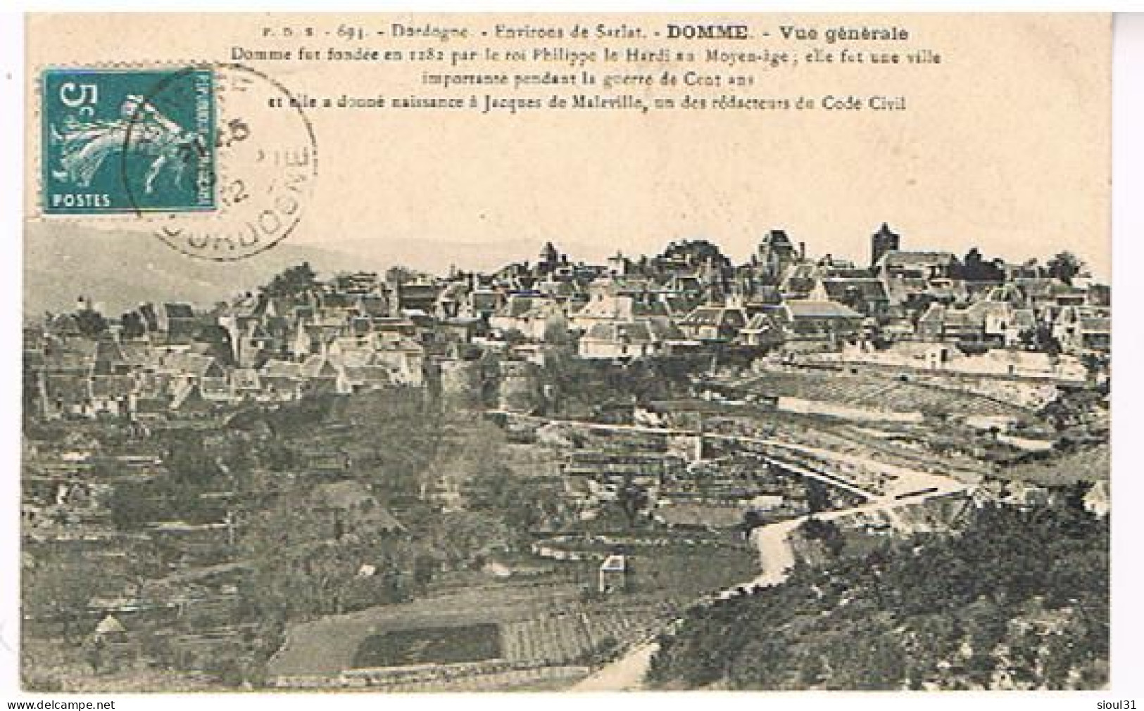 24  DOMME VUE GENERALE  1912 - Domme