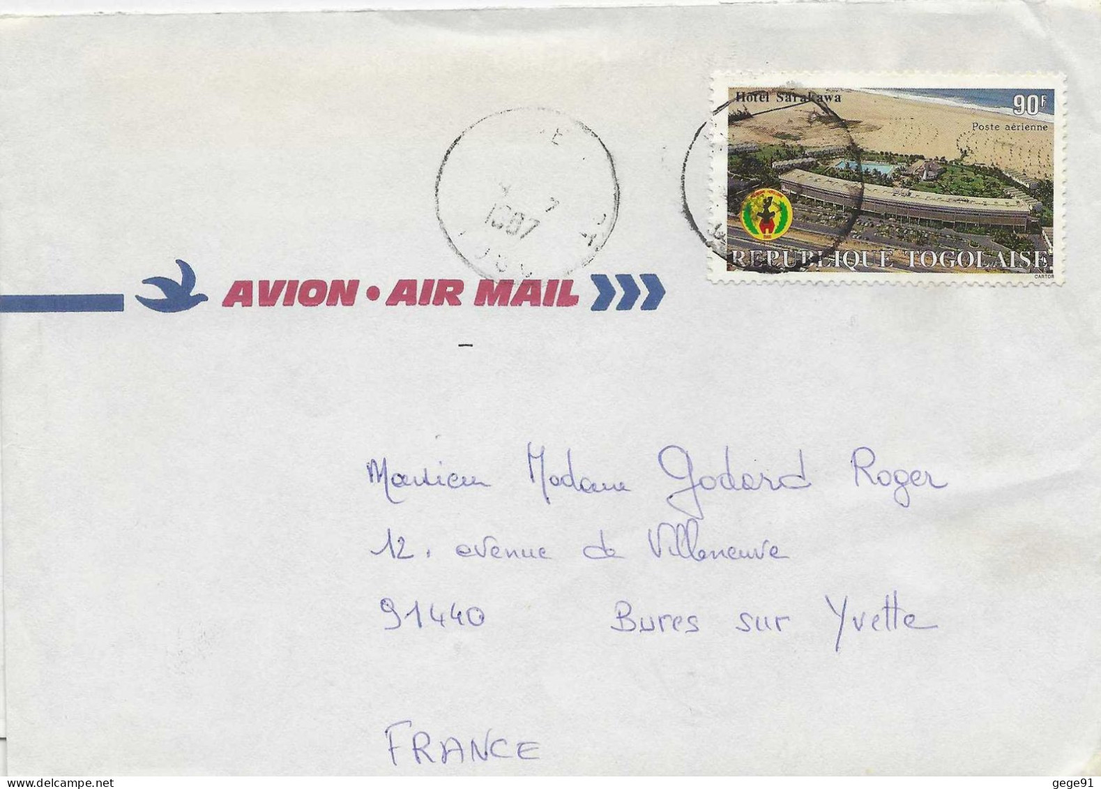 YT PA 610 - Hôtel Sarakawa - Lettre Pour La France - Togo (1960-...)