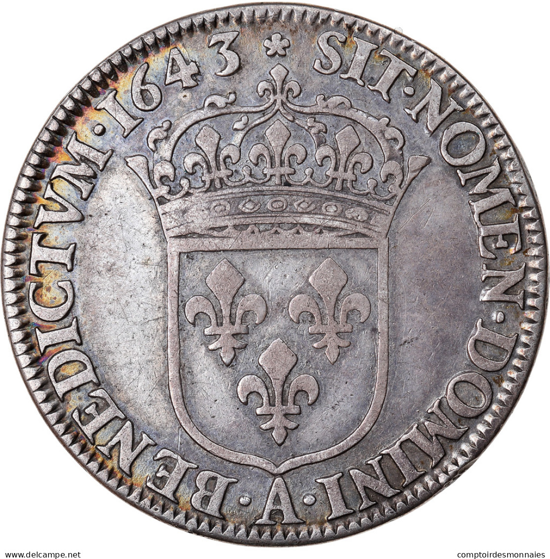 Monnaie, France, Louis XIII, 1/4 Écu 2e Poinçon De Warin, Buste Drapé Et - 1610-1643 Lodewijk XIII Van Frankrijk De Rechtvaardige