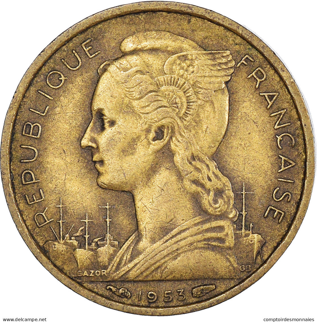 Monnaie, Madagascar, 10 Francs, 1953 - Madagascar