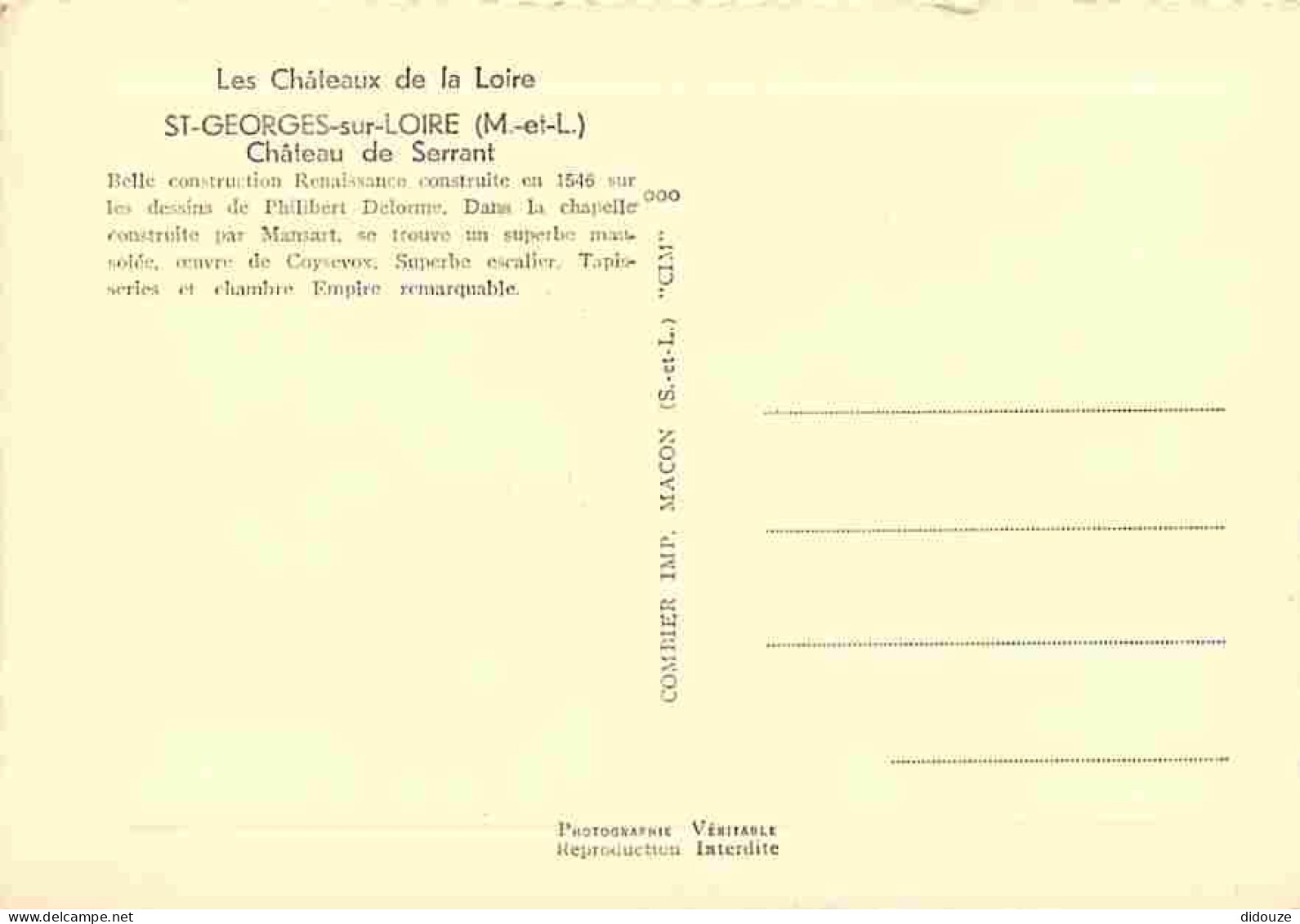 49 - Saint Georges Sur Loire - Le Château De Serrant - Carte Neuve - CPM - Voir Scans Recto-Verso - Saint Georges Sur Loire