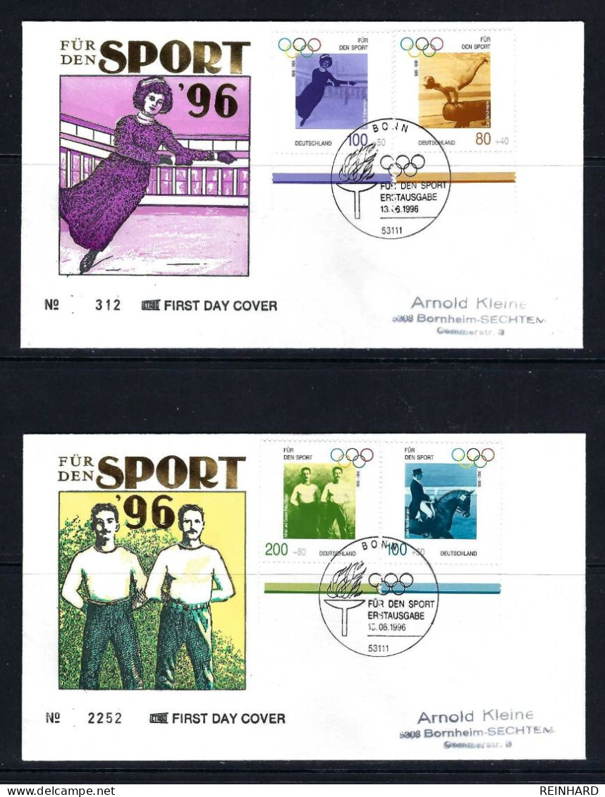 BUND Komplettsatz Mi-Nr.1861 - 1864 (2 Belege) Sporthilfe - Siehe Bild - 1991-2000