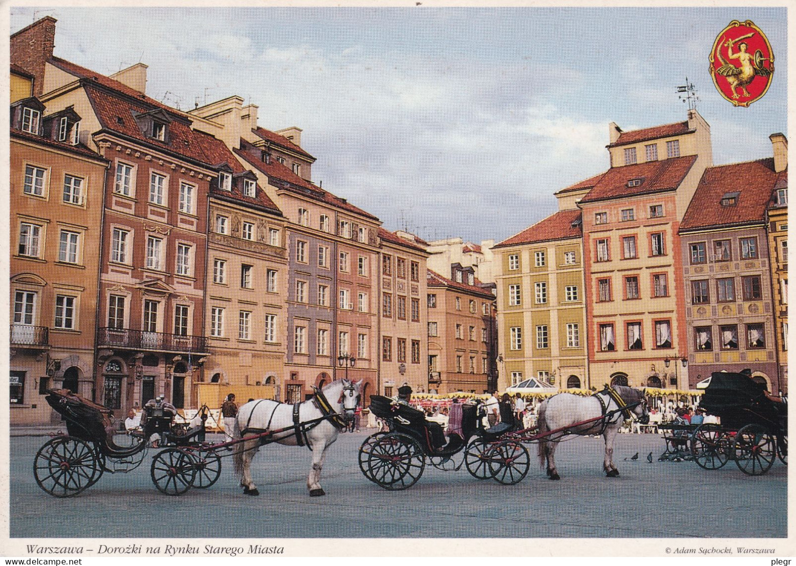 1-POL 02 02 - WARSZAWA / VARSOVIE - HORSE CARRIAGES IN OLD TOWN SQUARE (11,5 X 16,5 Cm) - Pologne