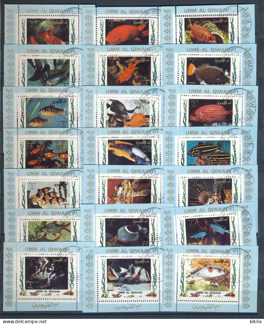 21 Blocs Timbres Oblitérés Différents UMM AL QIWAIN Poissons - Fishes